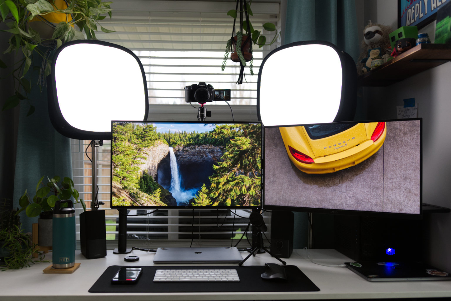 Final desk setup with camera mounted